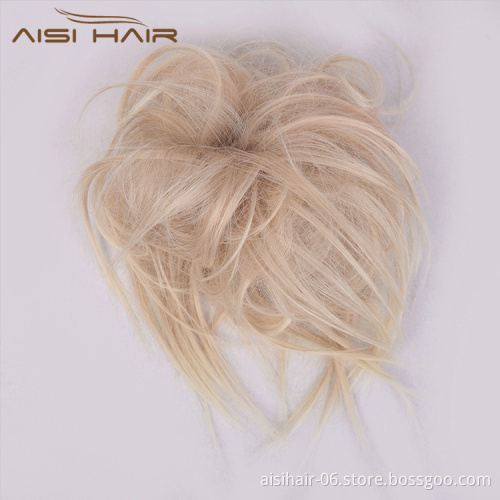 Aisi Hair Synthetic Donut Blonde Chignon Curly Bun Pad Chignon Elastic Band Ribbon Ponytail Rope Rubber Hair Extension For Women